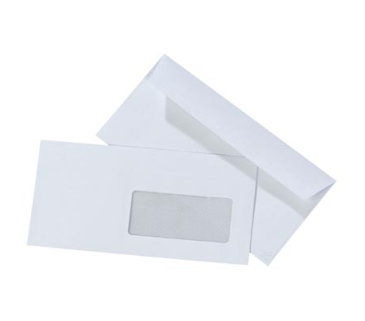Caixa de 500 Envelopes Brancos 110x220mm c/ janela